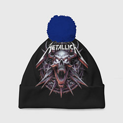 Шапка с помпоном Metallica - cool skull with horns, цвет: 3D-тёмно-синий