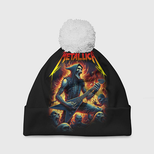 Шапка c помпоном Metallica - James Alan Hatfield / 3D-Белый – фото 1