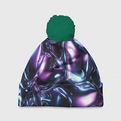 Шапка с помпоном Глянцевая абстракция с бликами, цвет: 3D-зеленый