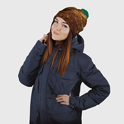 Шапка с помпоном Золотистые крупицы на черном, цвет: 3D-зеленый — фото 2