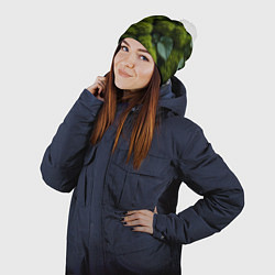 Шапка с помпоном Зеленый мох и листья, цвет: 3D-белый — фото 2