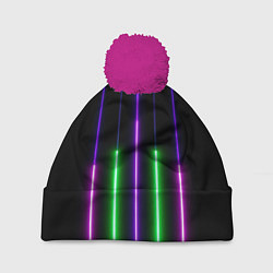Шапка c помпоном Color Purple green pink