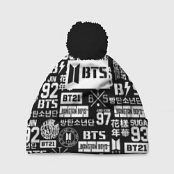 Шапка с помпоном Bangtan Boys pattern black, цвет: 3D-черный