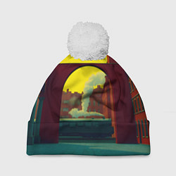 Шапка c помпоном Арт с поездом