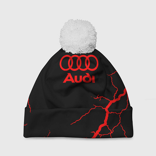 Шапка c помпоном Audi storm / 3D-Белый – фото 1
