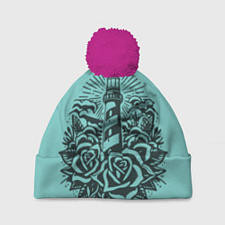 Шапка c помпоном Маяк и розы