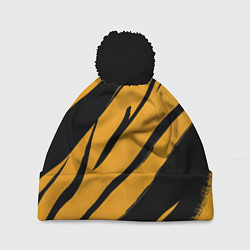 Шапка с помпоном Тигровый раскрас, цвет: 3D-черный