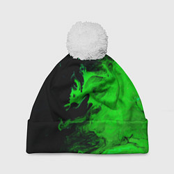 Шапка c помпоном Color green black
