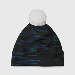 Шапка c помпоном Color blue black strip