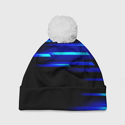 Шапка c помпоном Color blue black