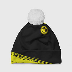 Шапка с помпоном Borussia жёлтые полосы, цвет: 3D-белый