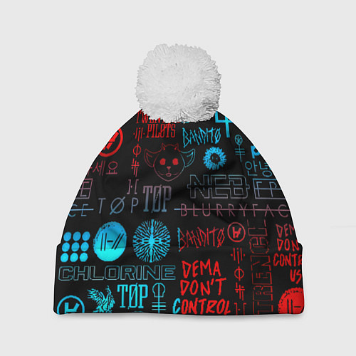 Шапка c помпоном Twenty one pilots rock pattern / 3D-Белый – фото 1