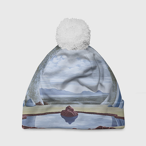 Шапка c помпоном Загадочная пещера / 3D-Белый – фото 1