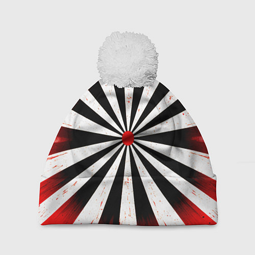 Шапка c помпоном Мишень красно-белая / 3D-Белый – фото 1