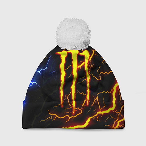 Шапка c помпоном Monster energy шторм / 3D-Белый – фото 1