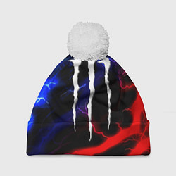 Шапка c помпоном Monster energy молнии неон