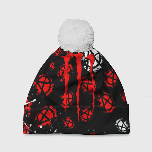 Шапка c помпоном Monster energy anarhy / 3D-Белый – фото 1