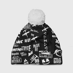 Шапка c помпоном Черно белые логотипы игр