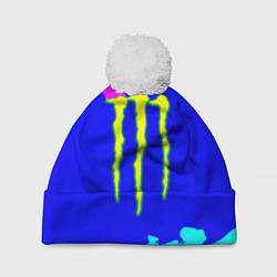 Шапка c помпоном Monster energy краски цветные