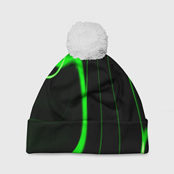 Шапка с помпоном Color green light green black, цвет: 3D-белый