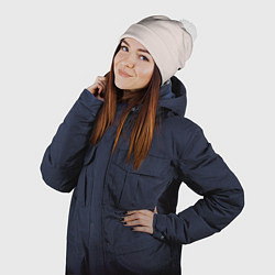 Шапка с помпоном Светлый оттенок цвета года 2025 Пантон, цвет: 3D-белый — фото 2