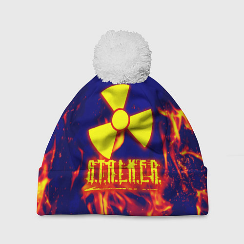 Шапка c помпоном Stalker fire / 3D-Белый – фото 1