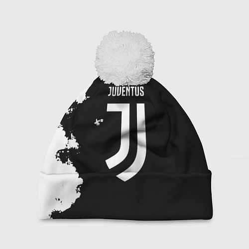 Шапка c помпоном Juventus белые краски / 3D-Белый – фото 1