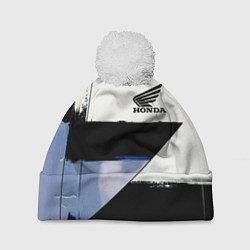 Шапка с помпоном Honda логотип, цвет: 3D-белый