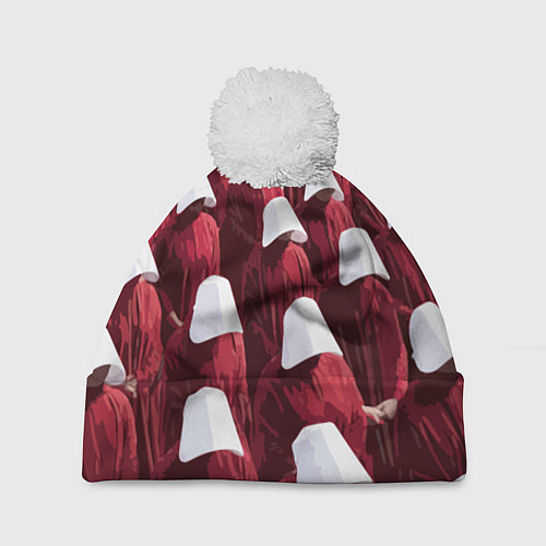 Шапка c помпоном Рассказ служанки паттерн / 3D-Белый – фото 1