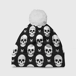 Шапка c помпоном Черепной фон