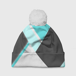 Шапка с помпоном Color black blue, цвет: 3D-белый