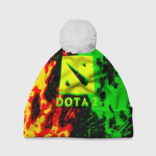 Шапка c помпоном Dota 2 кислотные краски / 3D-Белый – фото 1