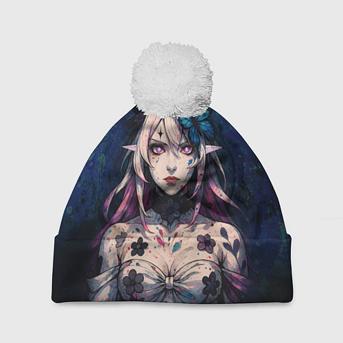 Шапка c помпоном Кастория дарк реализм / 3D-Белый – фото 1