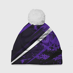 Шапка с помпоном Color black purple line, цвет: 3D-белый