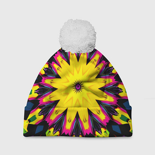 Шапка c помпоном Звездный калейдоскоп / 3D-Белый – фото 1