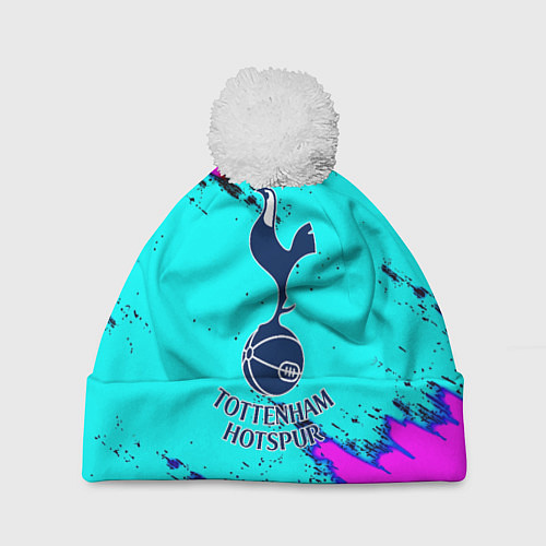 Шапка c помпоном Тоттенхэм неоновые краски / 3D-Белый – фото 1