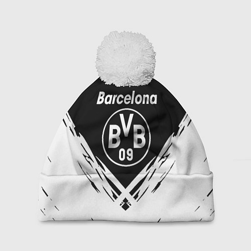 Шапка c помпоном Barcelona x borussia краски / 3D-Белый – фото 1