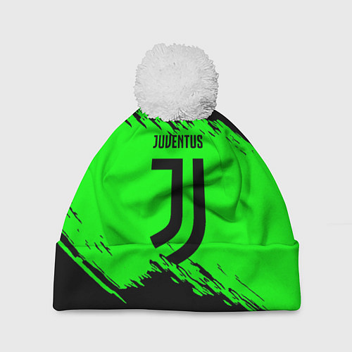 Шапка c помпоном Juventus черные краски / 3D-Белый – фото 1