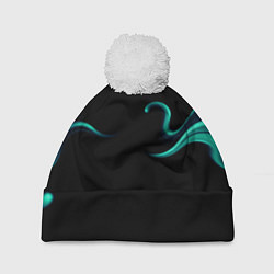 Шапка с помпоном Color light blue abstraction, цвет: 3D-белый