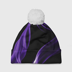 Шапка с помпоном Purple abstraction, цвет: 3D-белый