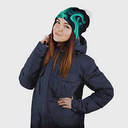 Шапка с помпоном Color turquoise black, цвет: 3D-белый — фото 2