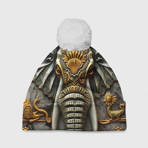 Шапка c помпоном Объемный слон / 3D-Белый – фото 1