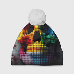 Шапка с помпоном Lego skull fantasy - ai art, цвет: 3D-белый