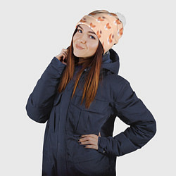 Шапка с помпоном Паттерн с милыми мордочками собак породы корги, цвет: 3D-белый — фото 2