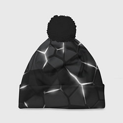 Шапка с помпоном Броня с белым свечением, цвет: 3D-черный
