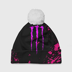 Шапка c помпоном Monster energy неоновые краски лого