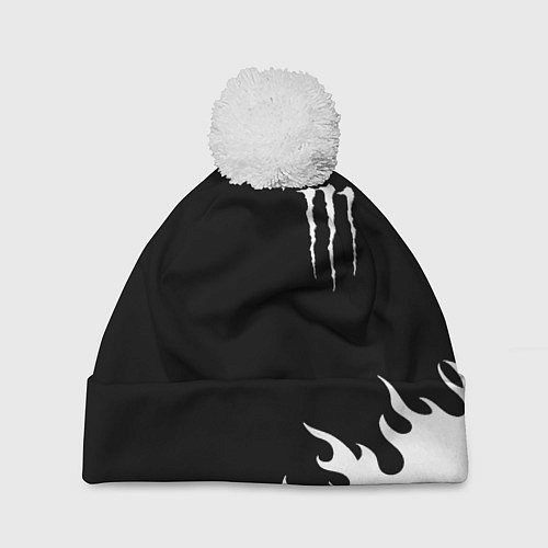 Шапка c помпоном Monster energy белый огонь / 3D-Белый – фото 1