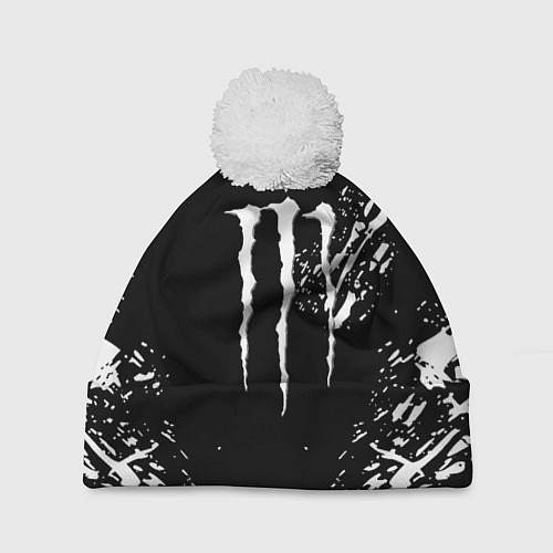 Шапка c помпоном Monster energy white splash / 3D-Белый – фото 1