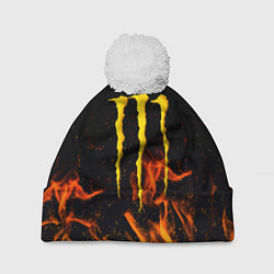 Шапка c помпоном Monster energy orange fire