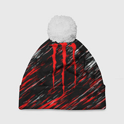 Шапка с помпоном Monster energy полосы красок, цвет: 3D-белый